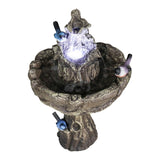 26.7in Tall Outdoor Concrete Bird Bath Fountain w/LED Light for Garden