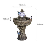 26.7in Tall Outdoor Concrete Bird Bath Fountain w/LED Light for Garden
