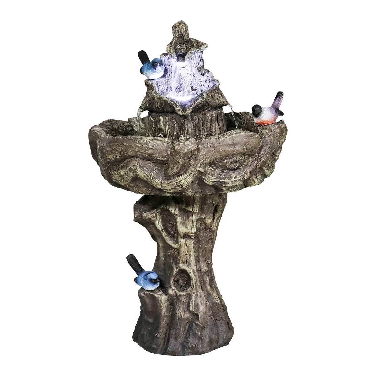 26.7in Tall Outdoor Concrete Bird Bath Fountain w/LED Light for Garden
