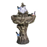 26.7in Tall Outdoor Concrete Bird Bath Fountain w/LED Light for Garden