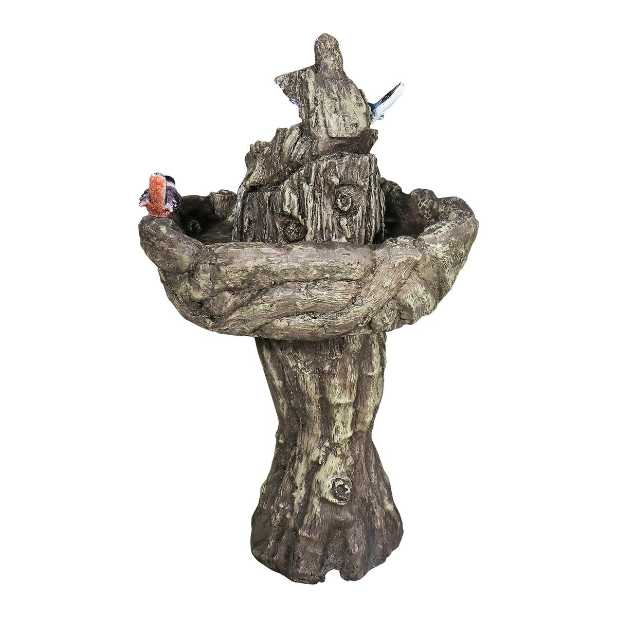 26.7in Tall Outdoor Concrete Bird Bath Fountain w/LED Light for Garden