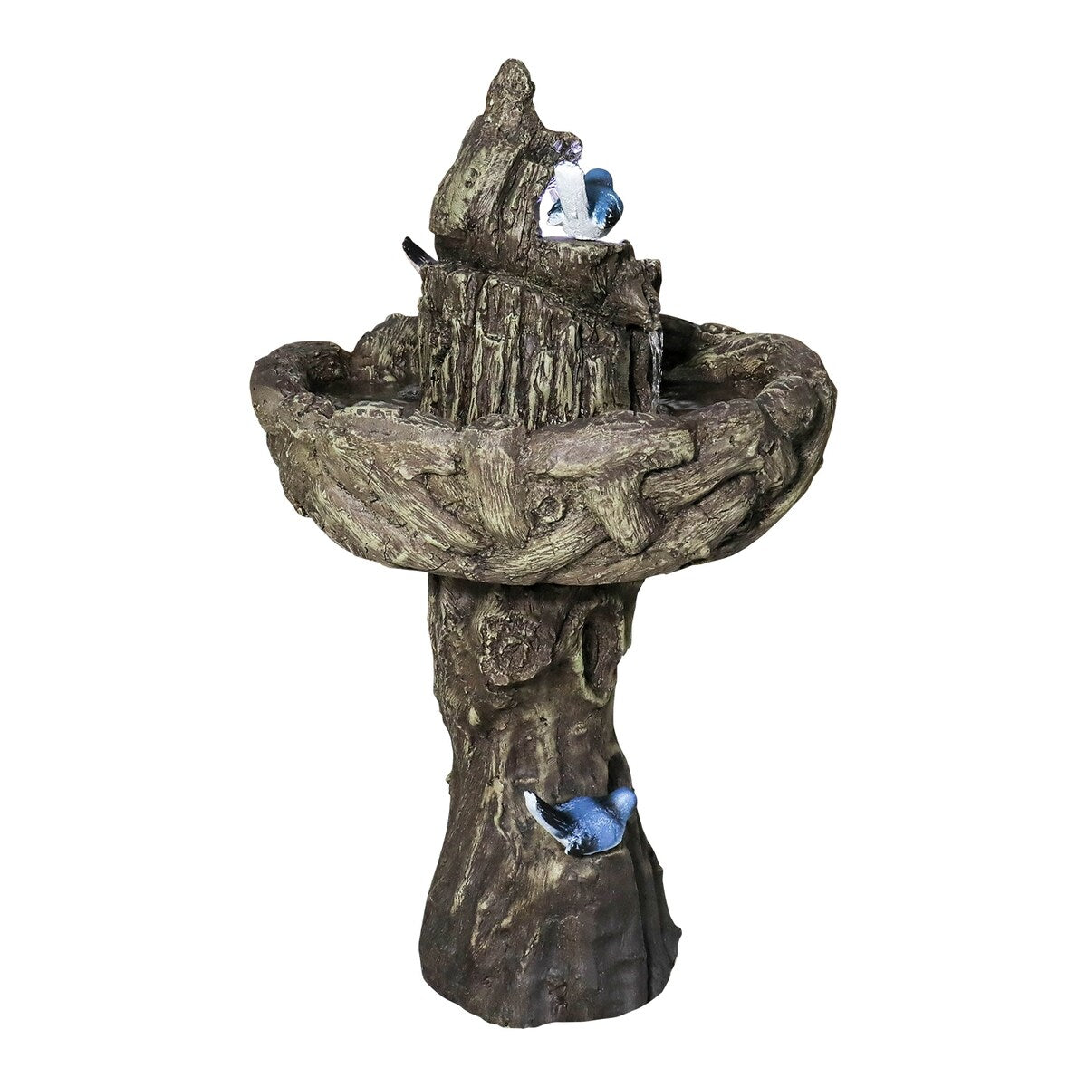 26.7in Tall Outdoor Concrete Bird Bath Fountain w/LED Light for Garden