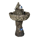 26.7in Tall Outdoor Concrete Bird Bath Fountain w/LED Light for Garden