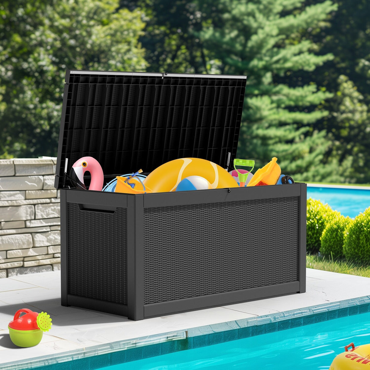 260 Gallons Waterproof Resin Large Deck Box for Outdoor Storage