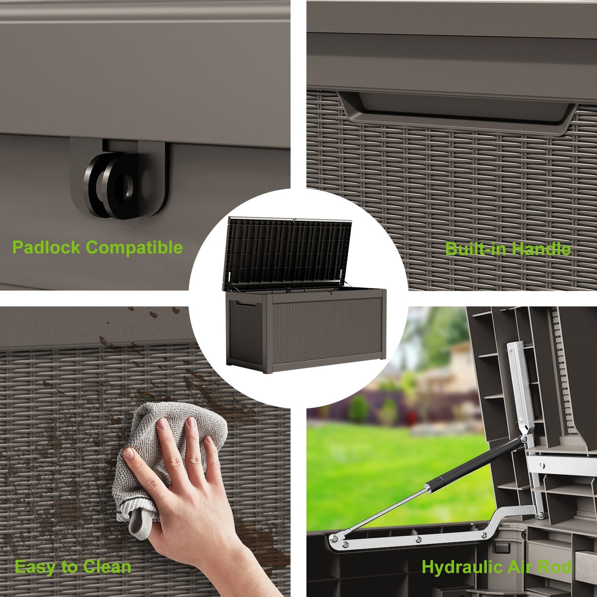 260 Gallons Waterproof Resin Large Deck Box for Outdoor Storage