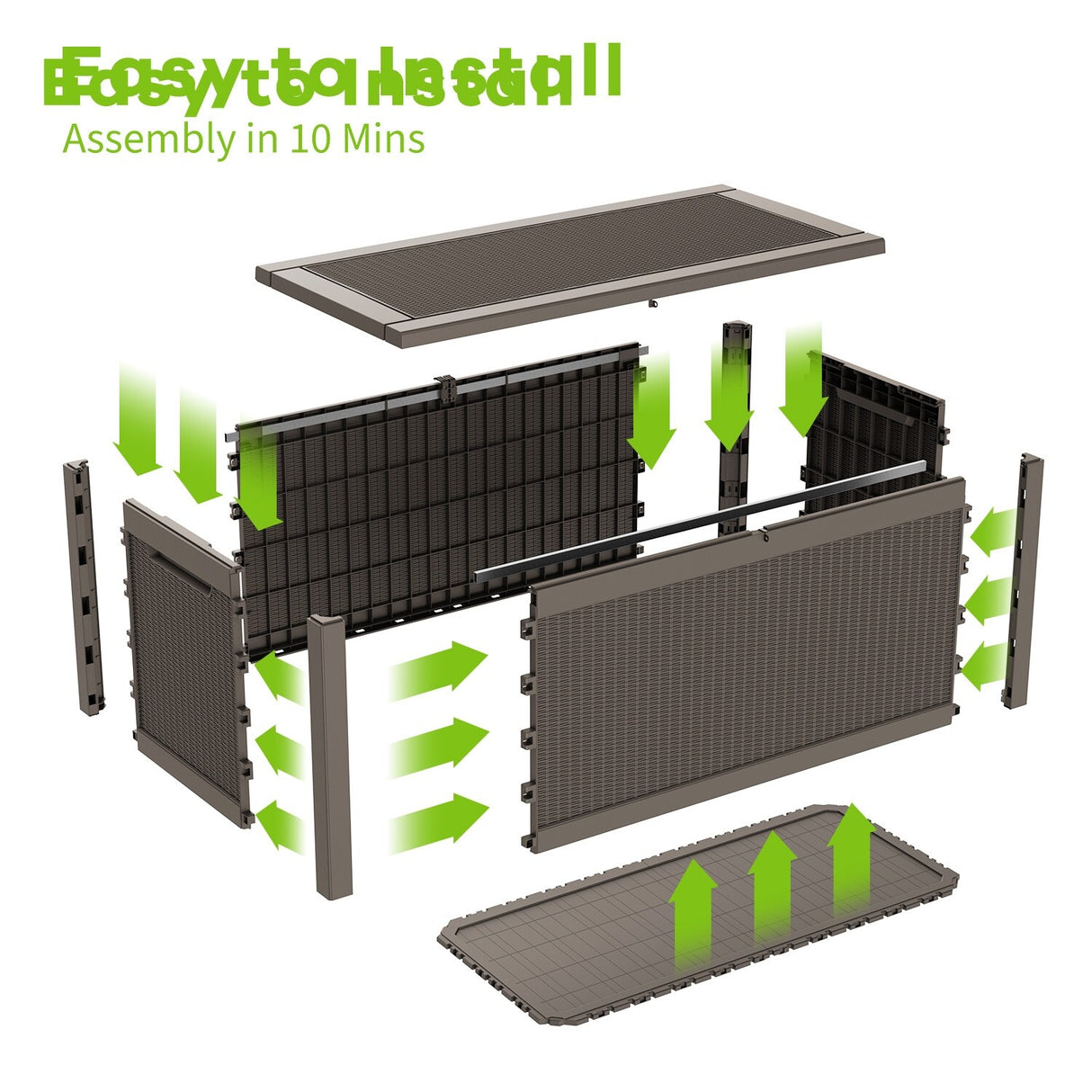 260 Gallons Waterproof Resin Large Deck Box for Outdoor Storage