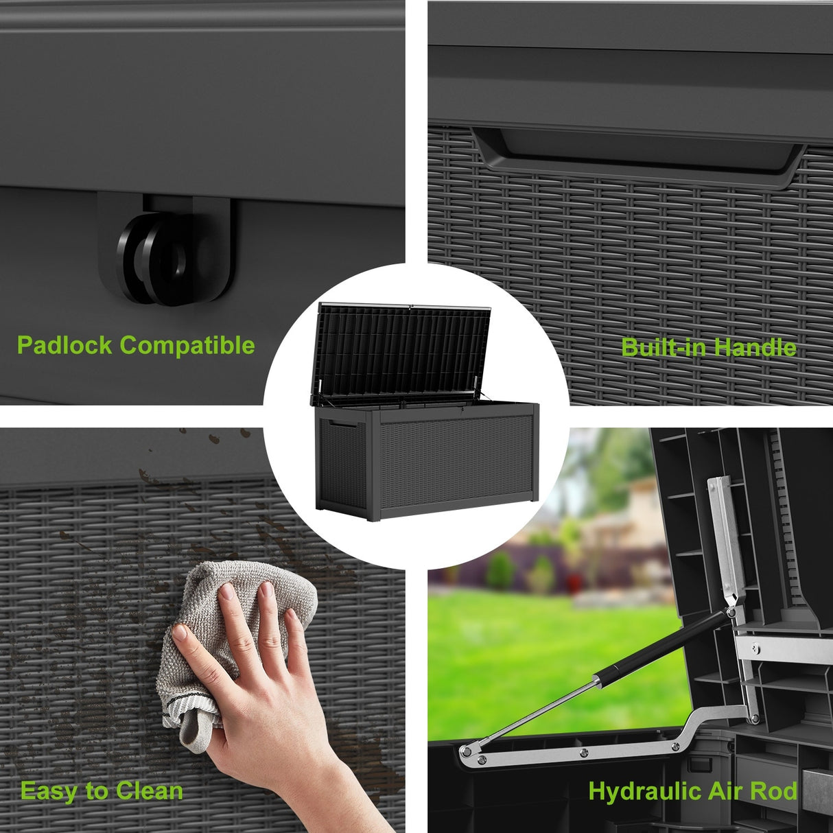 260 Gallons Waterproof Resin Large Deck Box for Outdoor Storage