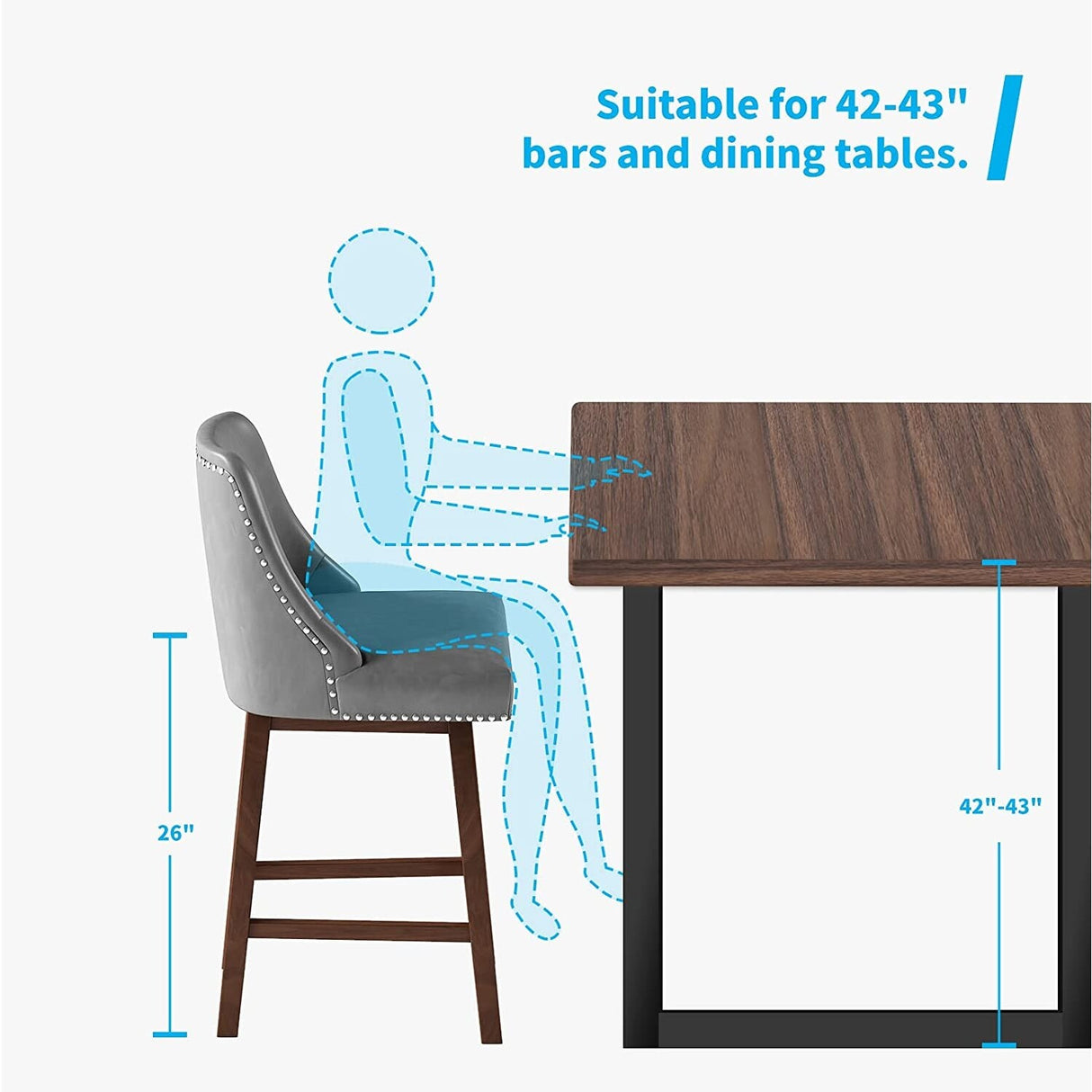 Mixoy 360° Swivel Counter Height Bar Stool,Counter Height Chair with Leather Padded Seat,Upholstered Chairs for Restaurant