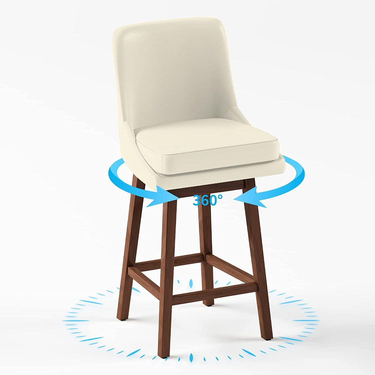 Mixoy 360° Swivel Counter Height Bar Stool,Counter Height Chair with Leather Padded Seat,Upholstered Chairs for Restaurant