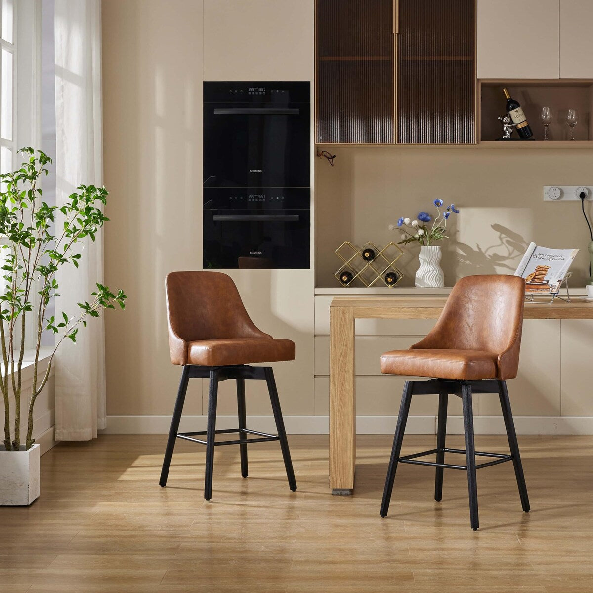 26" Counter Height Swivel Barstool Set of 2