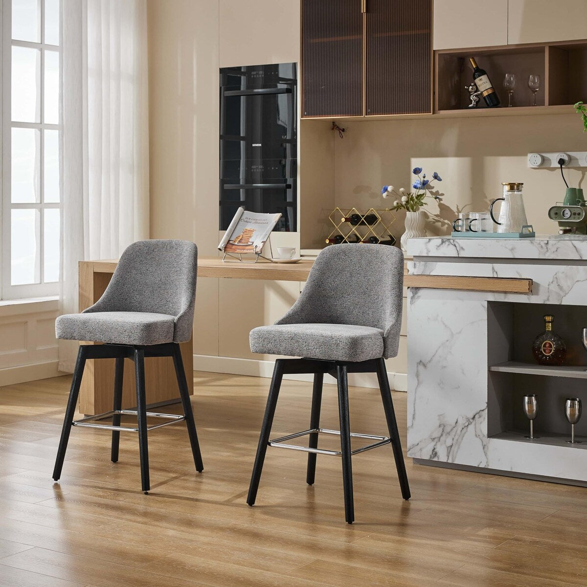 26" Counter Height Swivel Barstool Set of 2