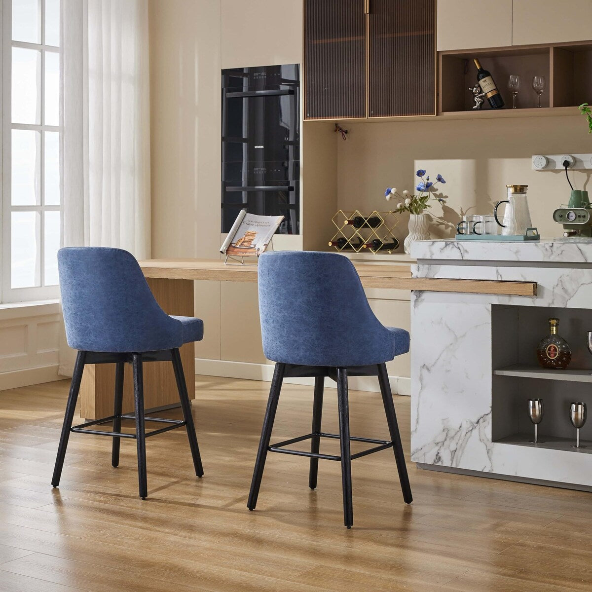 26" Counter Height Swivel Barstool Set of 2
