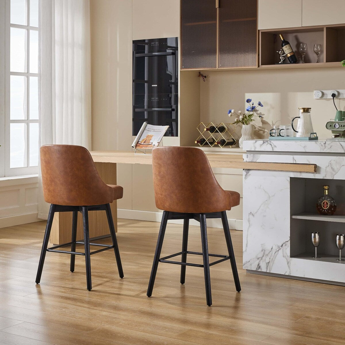 26" Counter Height Swivel Barstool Set of 2