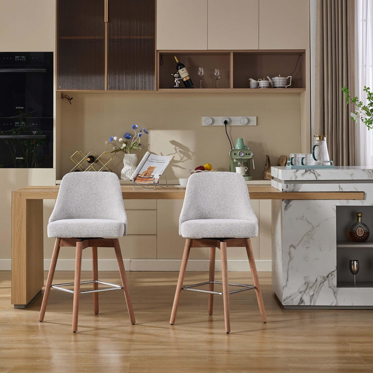 26" Counter Height Swivel Barstool Set of 2