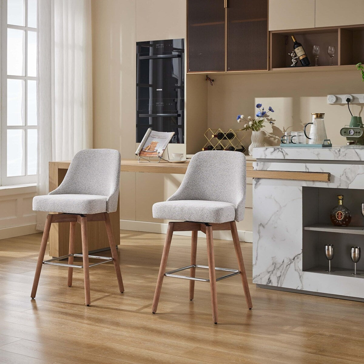 26" Counter Height Swivel Barstool Set of 2
