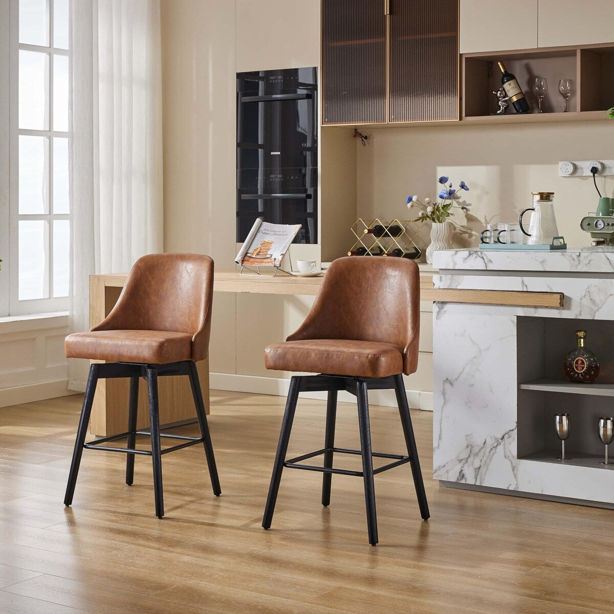 26" Counter Height Swivel Barstool Set of 2