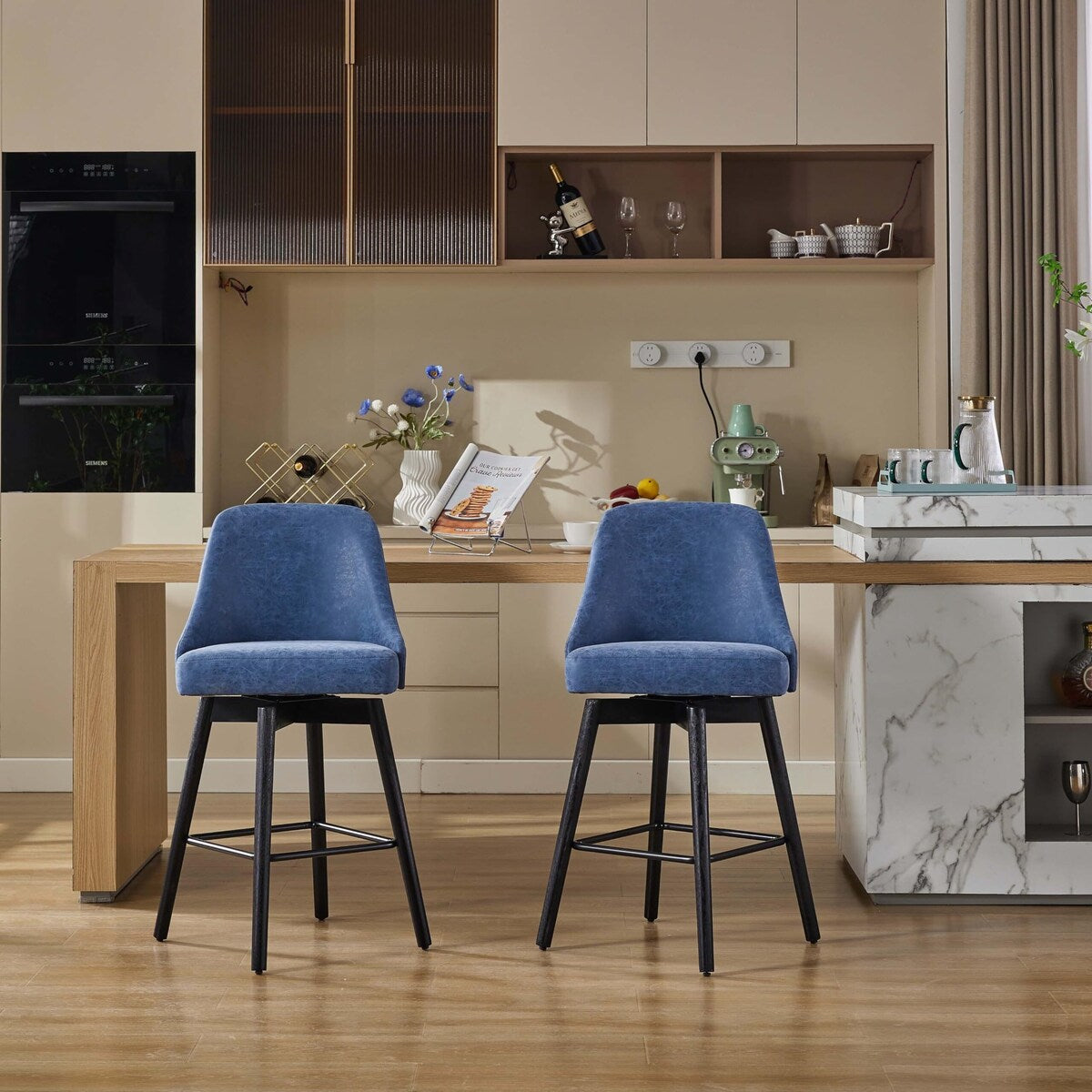 26" Counter Height Swivel Barstool Set of 2
