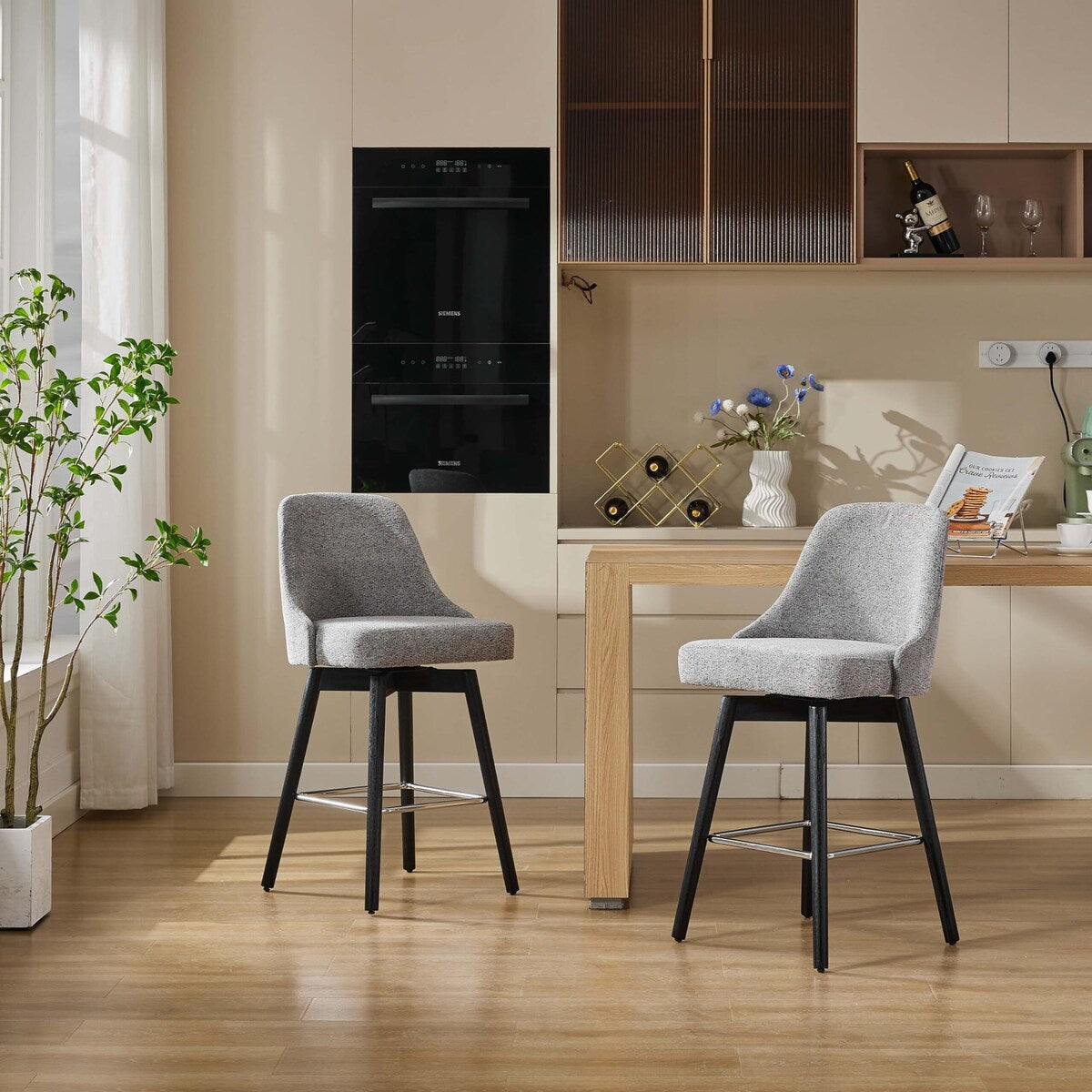 26" Counter Height Swivel Barstool Set of 2