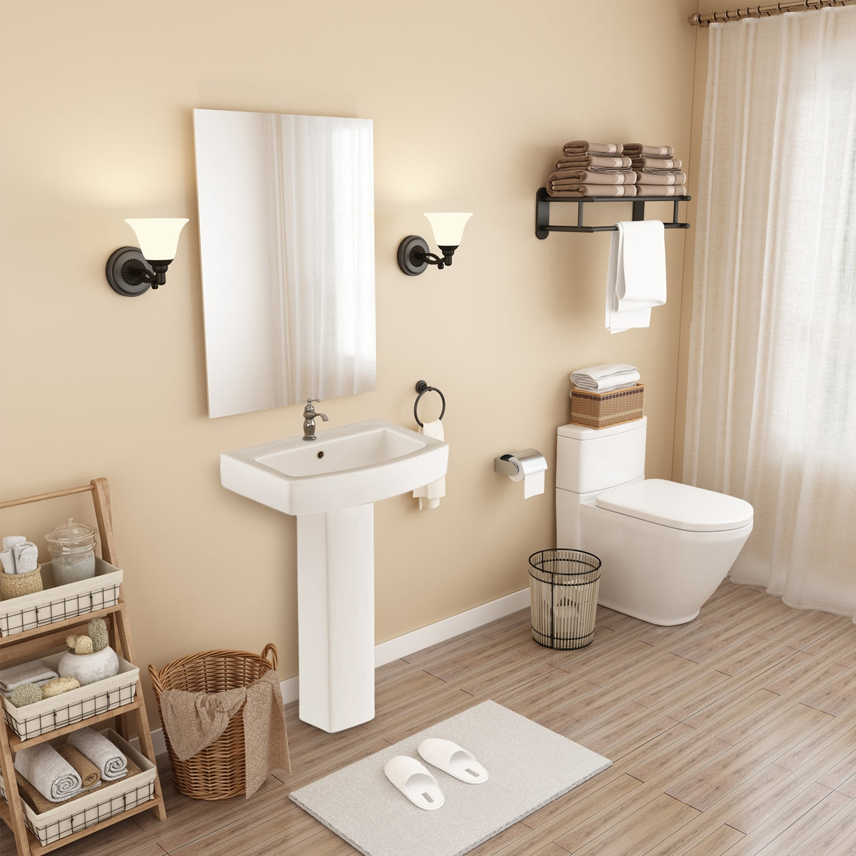 26'' Tall Pedestal Bathroom Sink with Overflow