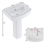 26'' Tall Pedestal Bathroom Sink with Overflow