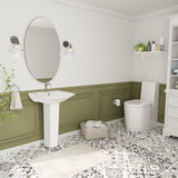26'' Tall White Ceramic Rectangular Pedestal Bathroom Sink with Overflow