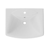 26'' Tall White Ceramic Rectangular Pedestal Bathroom Sink with Overflow