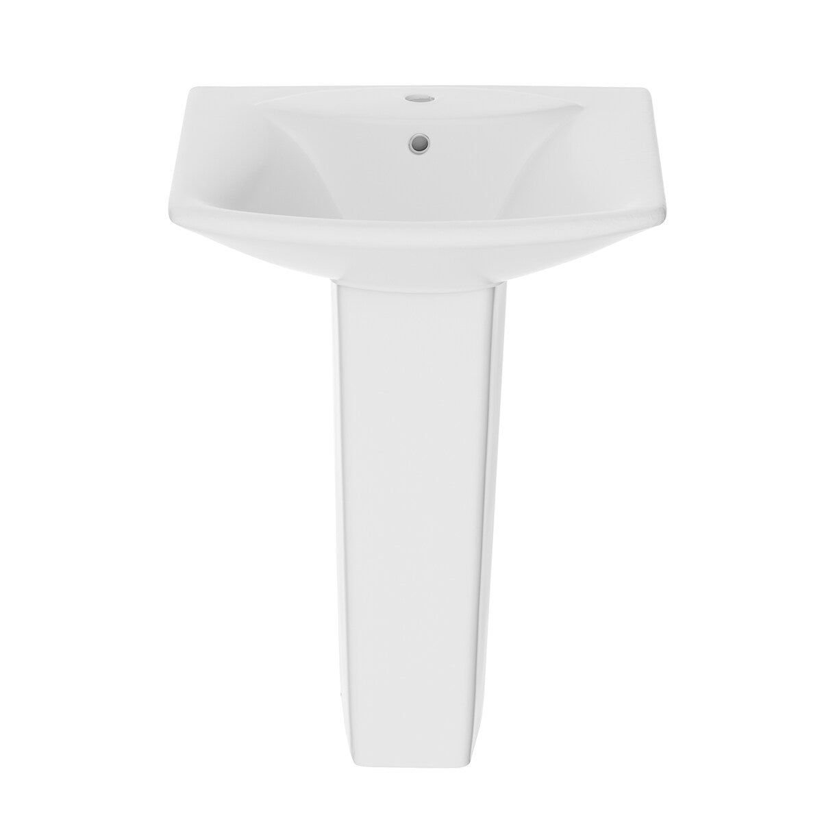 26'' Tall White Ceramic Rectangular Pedestal Bathroom Sink with Overflow
