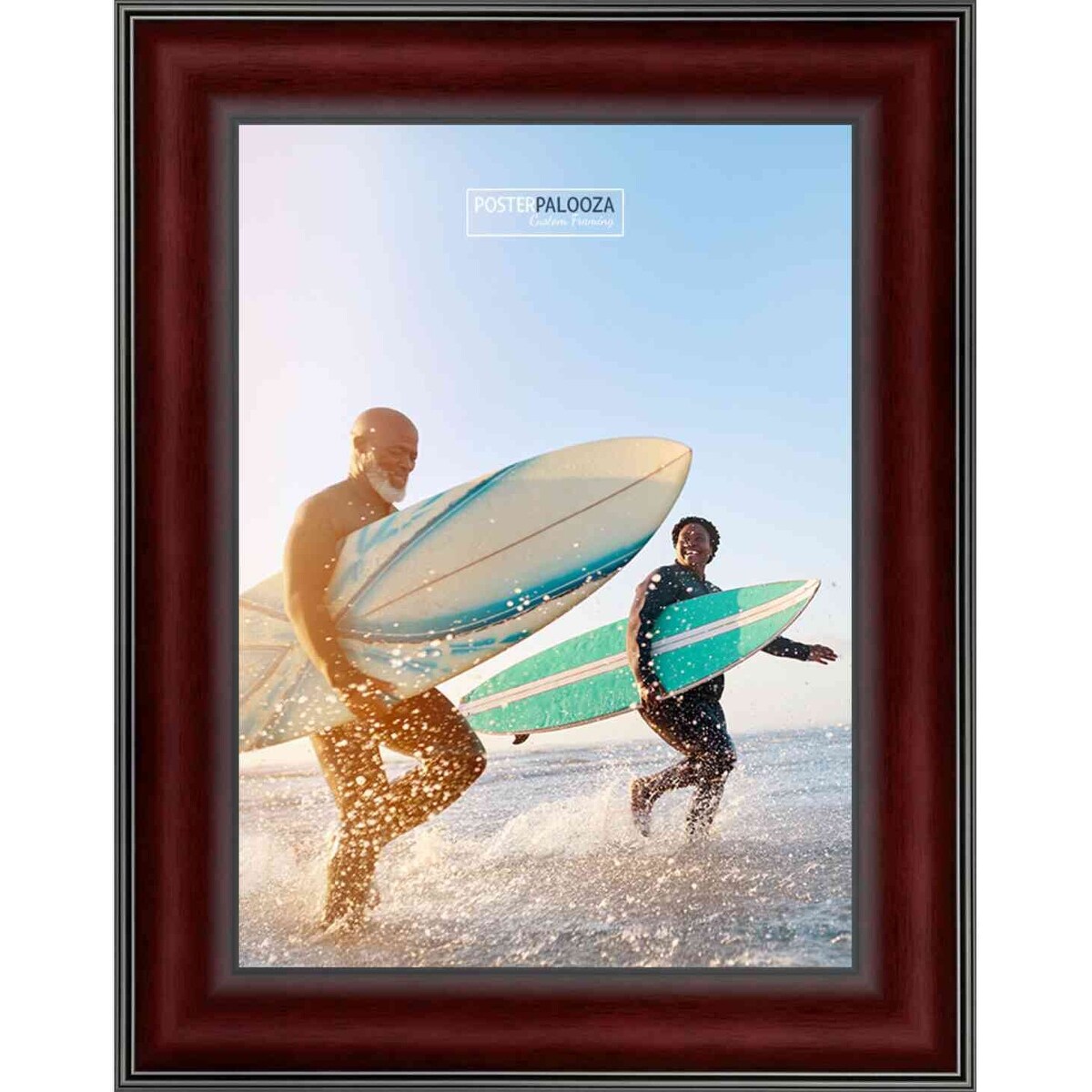 26x32 Traditional Mahogany Complete Wood Picture Frame with UV Acrylic, Foam Board Backing, & Hardware