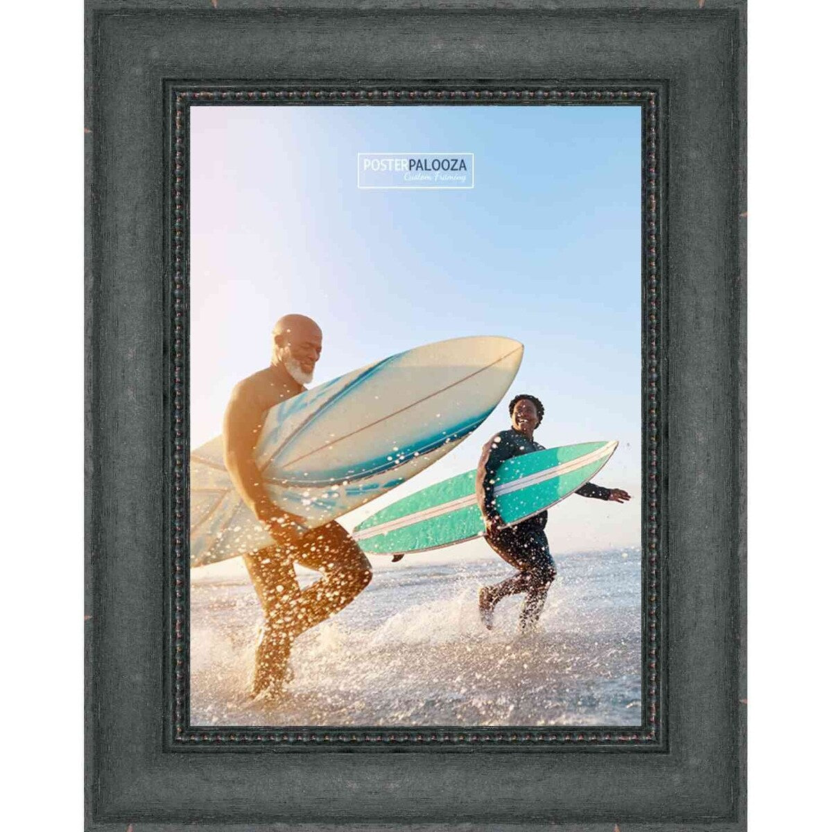 26x34 Distressed/Aged Black Complete Wood Picture Frame with UV Acrylic, Foam Board Backing, & Hardware