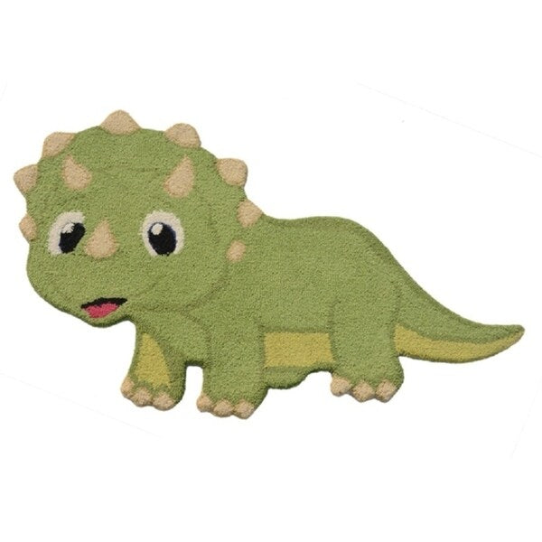 2'6x4 Kids Green Dino Hand Tufted Wool Rug