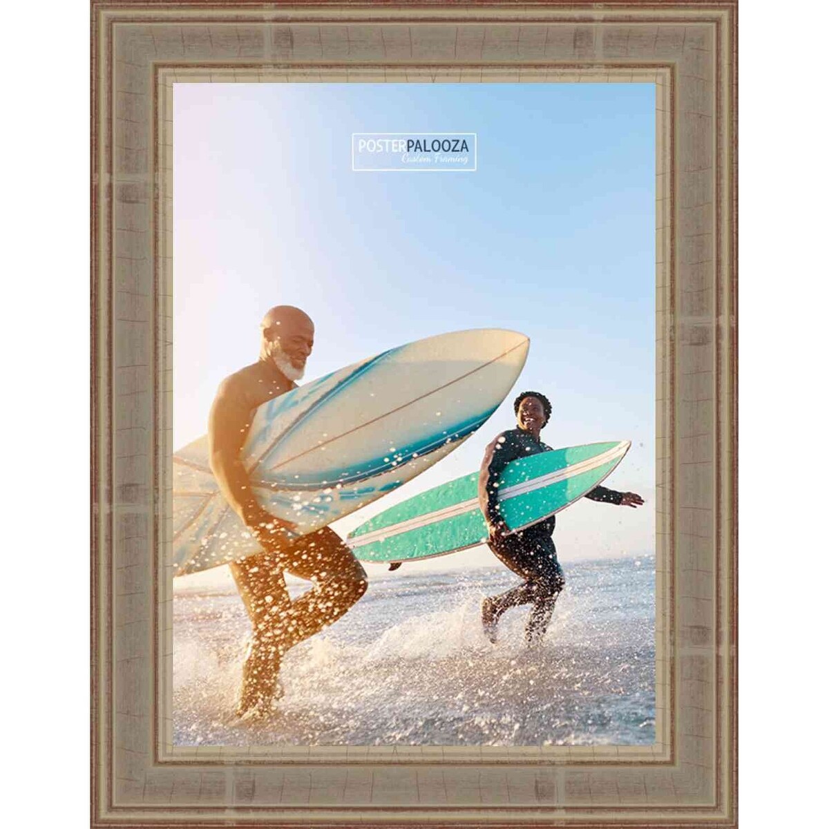 26x40 Traditional Silver Complete Wood Picture Frame with UV Acrylic, Foam Board Backing, & Hardware