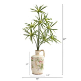 27" Cyperus Artificial Plant in Floral Pitcher