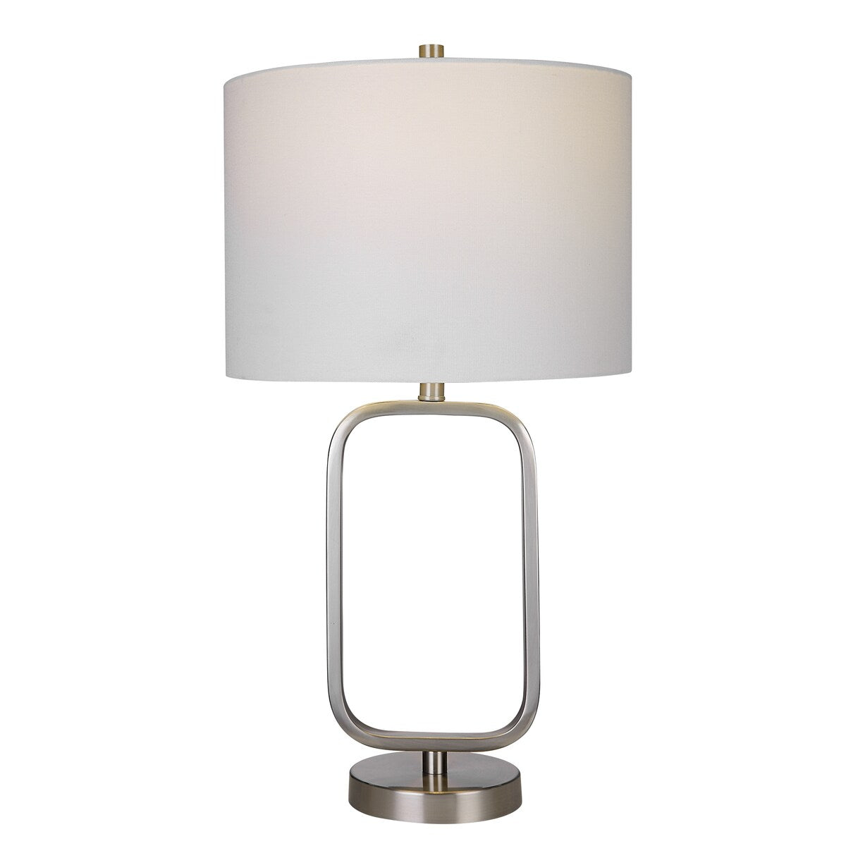 27 Inch Metal Table Lamp, Rectangular Base, Silver, White