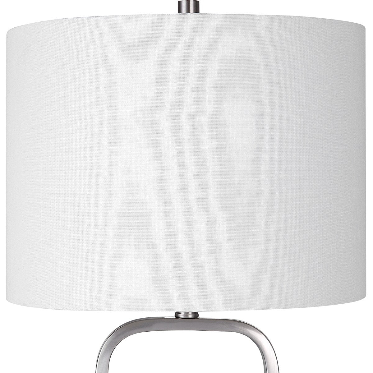 27 Inch Metal Table Lamp, Rectangular Base, Silver, White
