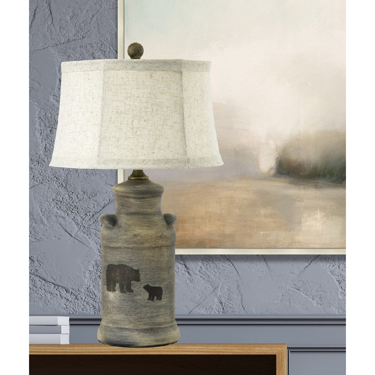 27 in. Brown Mountain Lodge Bedside Ceramic Table Lamp