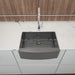 27 inch Farmhouse Kitchen Sink Gunmetal Black Apron Front 16 Gauge Stainless Steel Deep Single Bowl Kitchen Farm Sinks