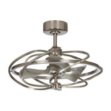 Modern Globel Satin Nickel LED Caged Ceiling Fan with Light and Remote - 27 Inches