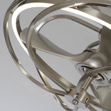 Modern Globel Satin Nickel LED Caged Ceiling Fan with Light and Remote - 27 Inches