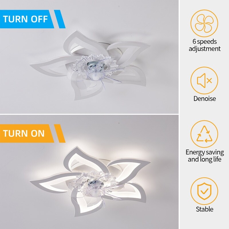 27 inches Ceiling Fan with Light, Dimmable with Remote, 6 Speeds - 27 Inch