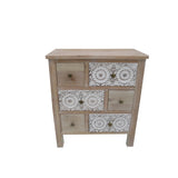 27.36"H White Wooden Cabinet in 6 Drawers