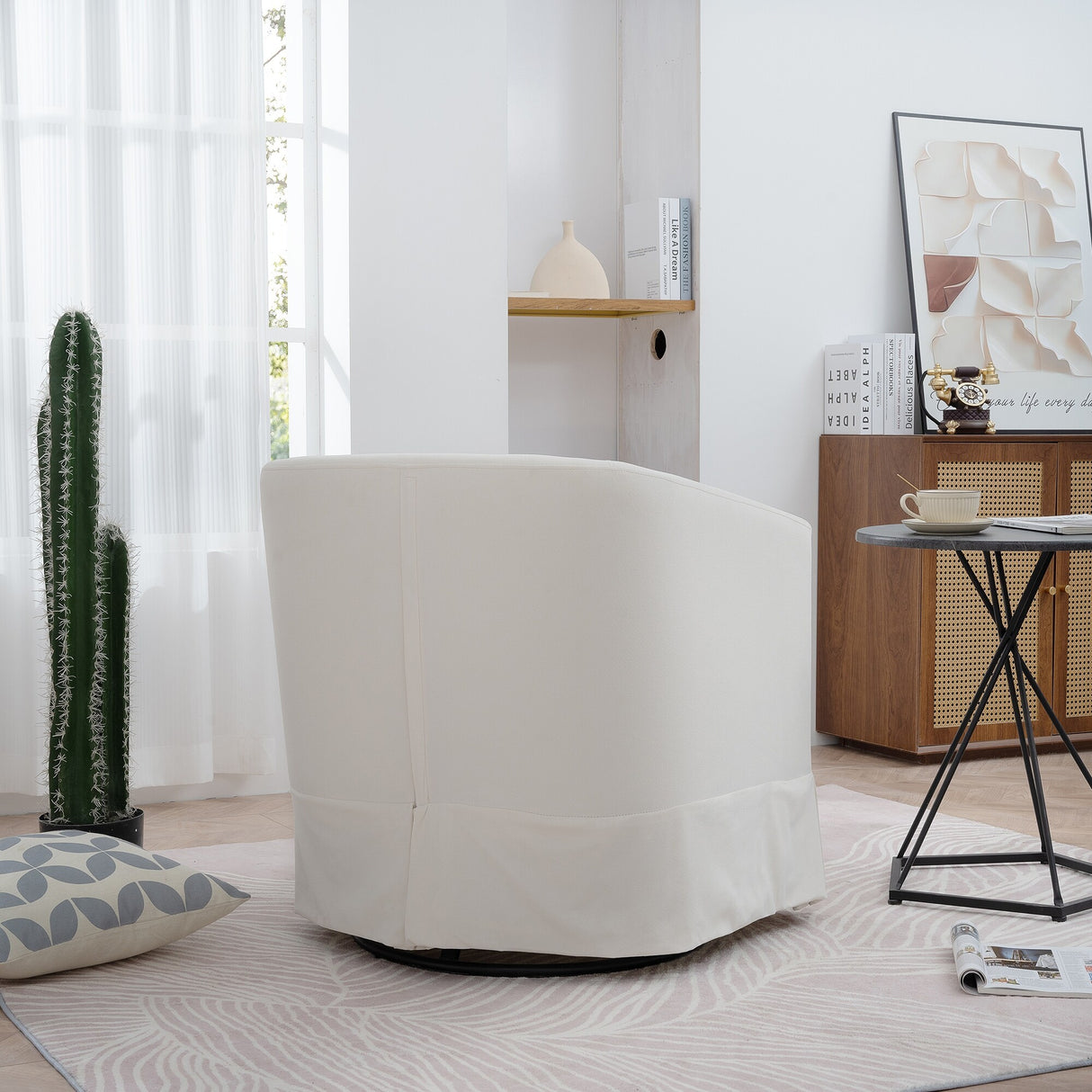 360º Rotating Upholstered Swivel Chair - 26.38 x 27.36 x 29.33