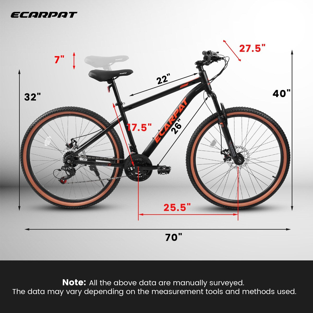 27.5 Inch Wheels,21-Speed Trail Commuter City Mountain Bike,Carbon steel Frame Disc Brakes Thumb Shifter Front Fork