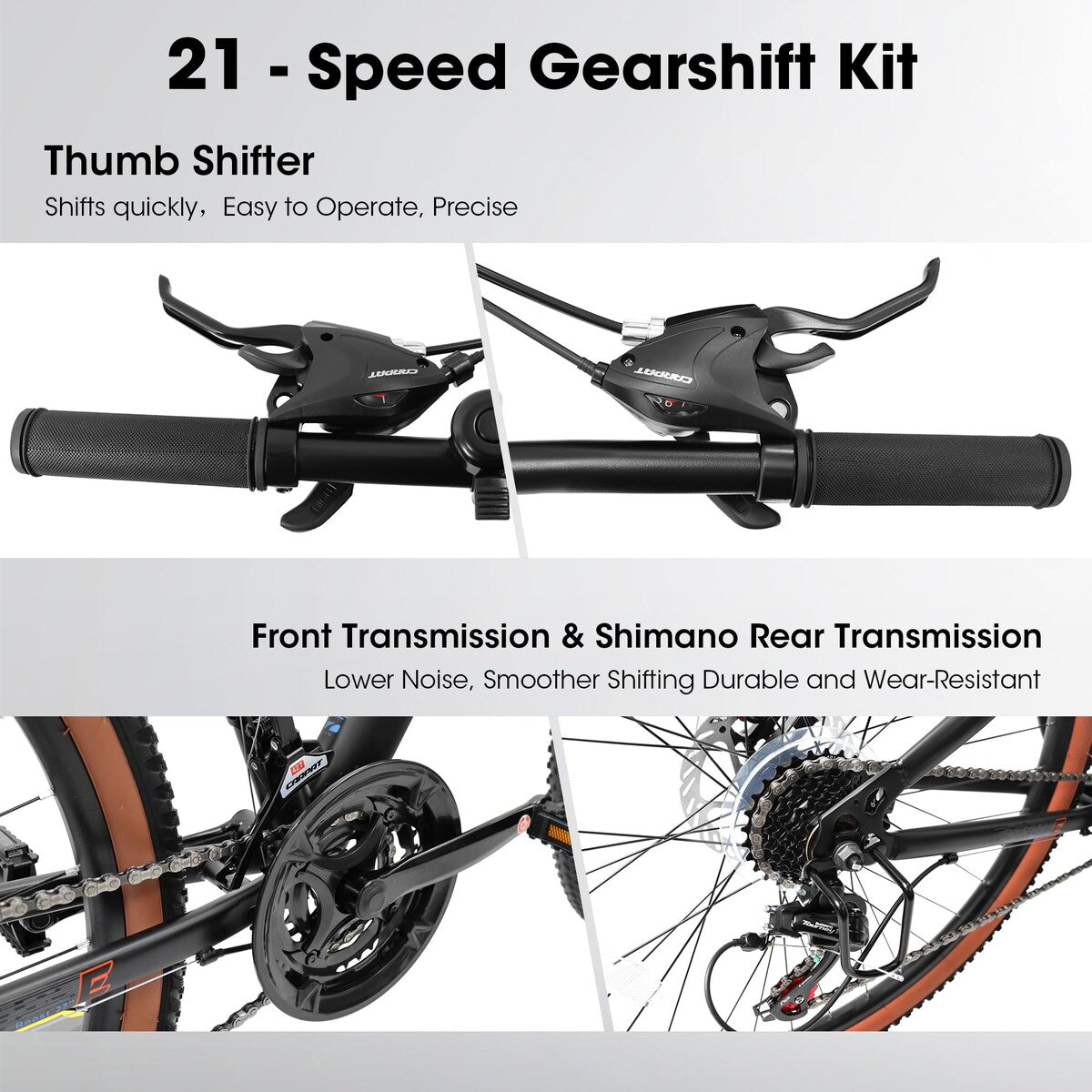 27.5 Inch Wheels,21-Speed Trail Commuter City Mountain Bike,Carbon steel Frame Disc Brakes Thumb Shifter Front Fork