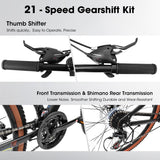 27.5 Inch Wheels,21-Speed Trail Commuter City Mountain Bike,Carbon steel Frame Disc Brakes Thumb Shifter Front Fork