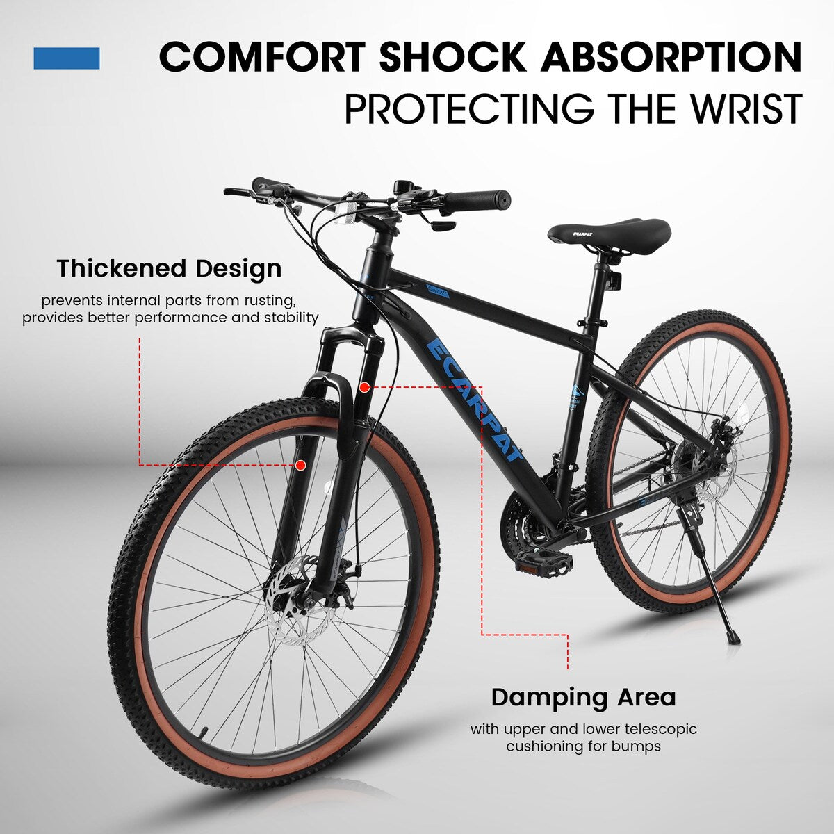 27.5 Inch Wheels,21-Speed Trail Commuter City Mountain Bike,Carbon steel Frame Disc Brakes Thumb Shifter Front Fork