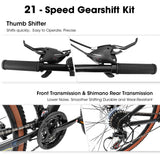 27.5 Inch Wheels,21-Speed Trail Commuter City Mountain Bike,Carbon steel Frame Disc Brakes Thumb Shifter Front Fork