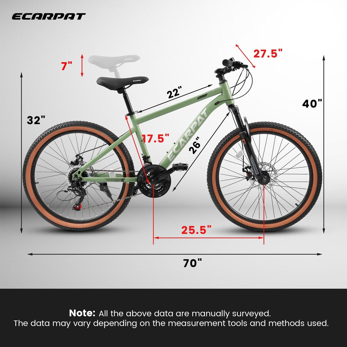 27.5 Inch Wheels,21-Speed Trail Commuter City Mountain Bike,Carbon steel Frame Disc Brakes Thumb Shifter Front Fork