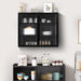 27.56"Glass Doors Modern Two-door Wall Cabinet with Featuring Three-tier Storage for Entryway Living Room Bathroom Dining Room