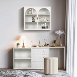 27.56"Glass Doors Modern Two-door Wall Cabinet with Featuring Three-tier Storage for Entryway,with Characteristic Woven Pattern