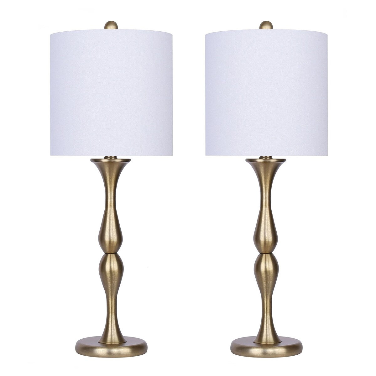 27.5" Metal Table Lamp w/ Baluster-Inspired Body (Set of 2)
